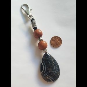 Dragon vein agate key ring / bag charm